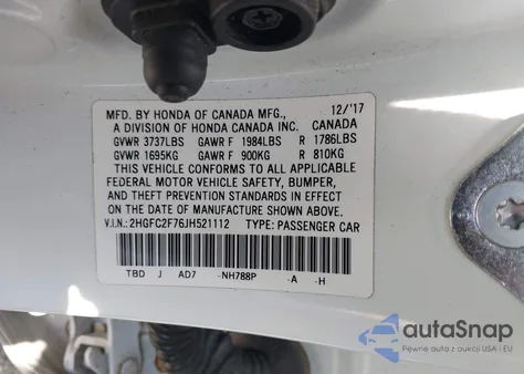 2018 Honda Civic Sedan Ex from USA, damaged, VIN 2HGFC2F76JH521112